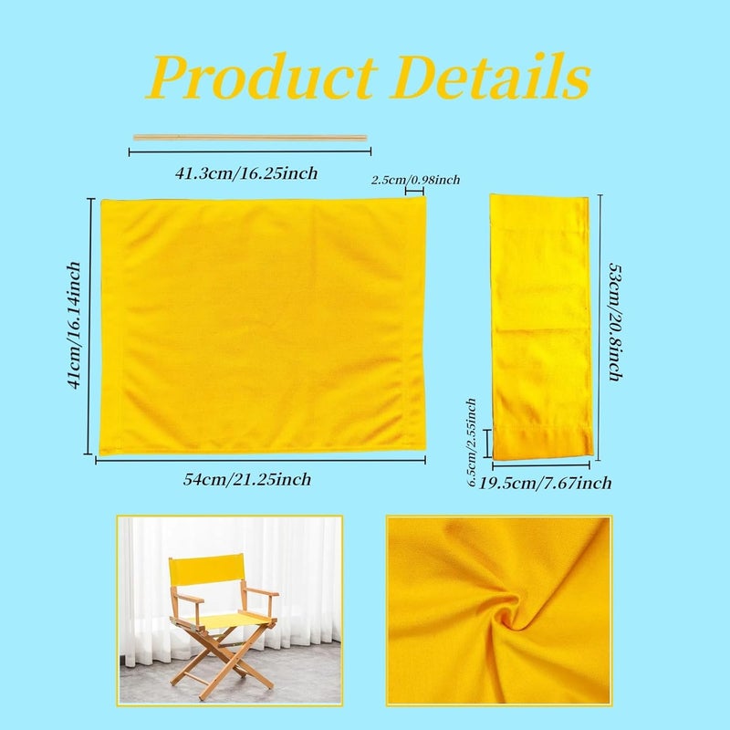 wonofa 1 Set Director Chair Canvas Replacement with Wood Stick,21.2" L x 16.1" W Portable Replacement Cover Canvas for Directors Chair,Casual Home Director Chair Replacement Canvas (Yellow) - Image 2